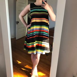 NORDSTROM Halogen Stripe A-Line Swing Dress Size L